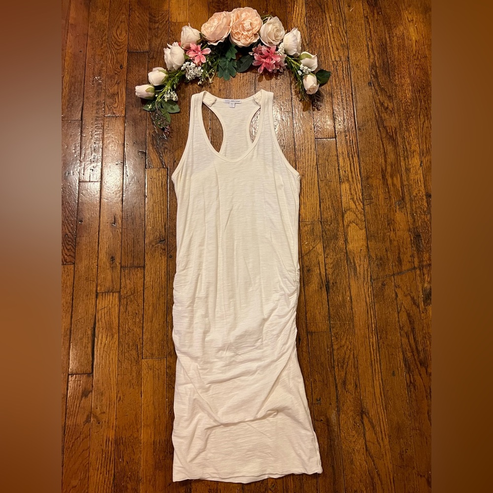 James Perse Ruched Tank Dress Racerback White - Picture 8 of 16